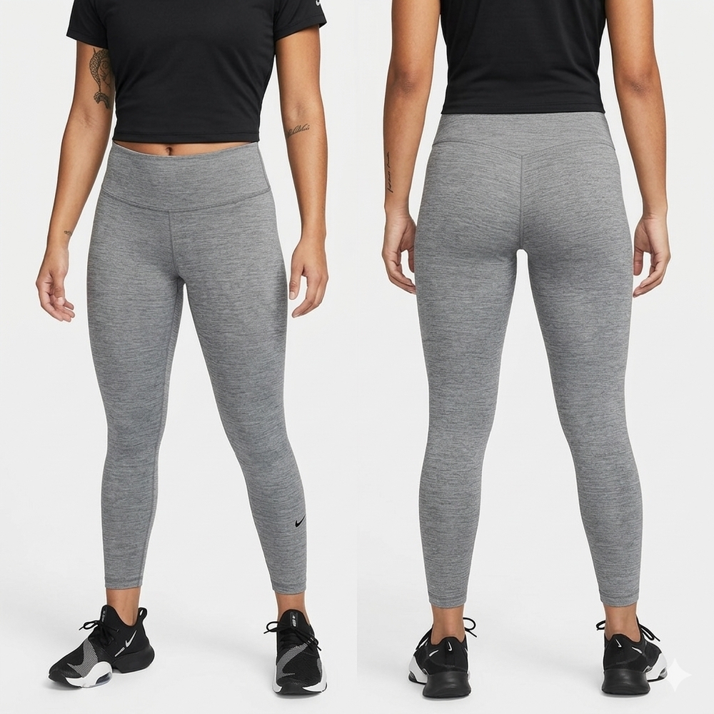 Nike One Womens Small Gray Leggings High-Rise Cropped Length Stretchy Yoga Pants